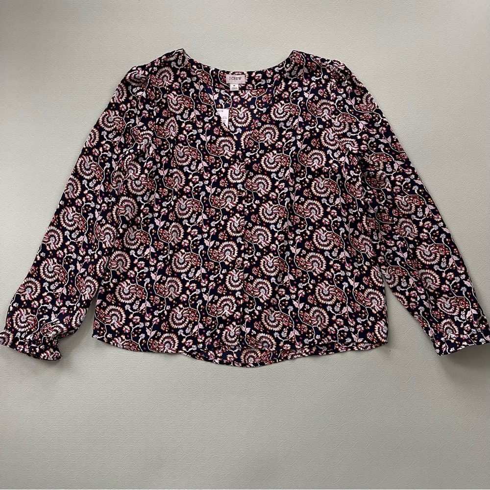 J. Crew Navy & Red Paisley Blouse